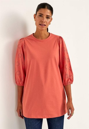 Cellbes of Sweden - Trikåtunika med broderade ärmar - terrakotta - för damer - 34/36