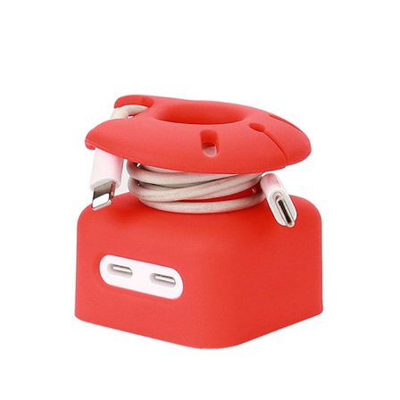 Applen 35W latauslaite silikoniadapteri kaapelin kelaimella - Punainen