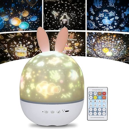 Kids Night Light Star Lamp Projector, 360 Musical Rotation Night Light Timer Remote Control 6 Colors, Led Baby Starry Sky Night Light For Birthday