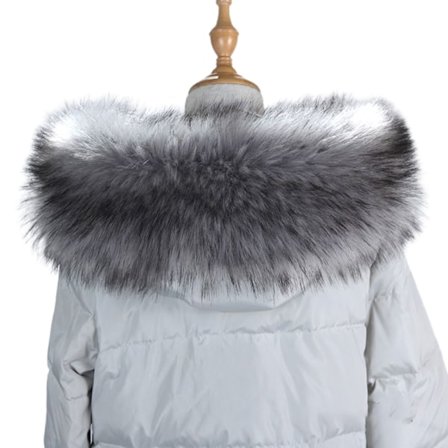 Dunjakke Pelskrave Stribe Faux Krave GRÅ 75CM 75CM grå