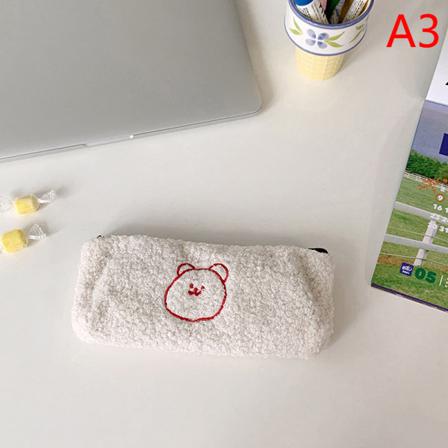 Broderi Plysch Case Enkelt Mode Pennväska Kawaii S