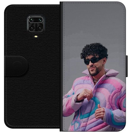 Kompatibelt Lommeboketui til Xiaomi Redmi Note 9 Pro Fargerik illustrasjon av et trist hjerte på stranden med palmer, delfiner og solnedgang i retro