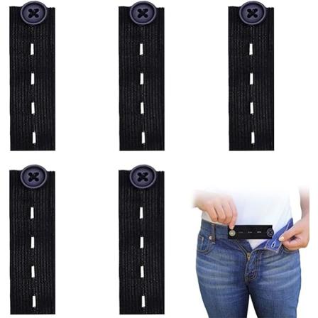 (Svart, 5-pakning) Buksebelteforlenger, Bukseknappforlenger, Jeans