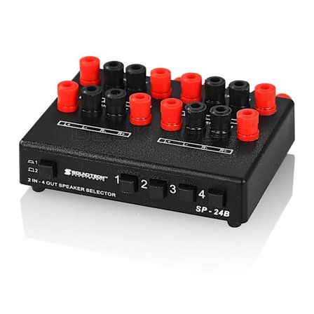 Mini 2-in-4-out stereoäänen valitsin vahvistin kytkinlaatikko kaiutinjakaja Uusi