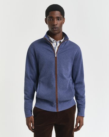 GANT Herren Sacker Rib Strickjacke mit Reißverschluss (XXXL) Blau