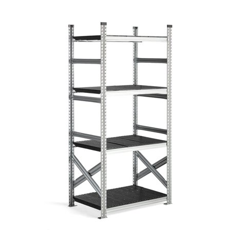 Galvanised food shelving TRANSFORM, basic unit, 1972x900x600 mm, black