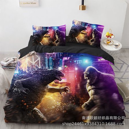 25 nye Godzilla sengetøj fire-delt sæt boligtekstil sandvasket tre-delt sæt