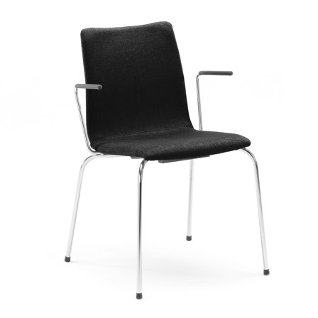 Conference chair OTTAWA with armrests, black fabric, chrome
