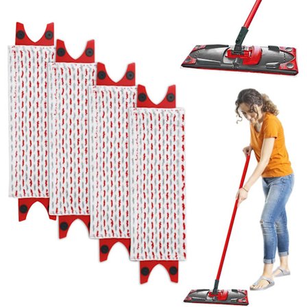 4-pak kompatibel med Vileda 1-2 Spray Moppehoved Udskiftningssæt Kompatibel med Vileda UltraMax UltraMax Plus Easy Wring UltraMax Moppepuder Refill