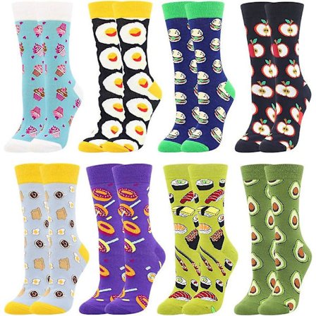 Kvinders Bomuldspakkestrømper, Nyhedssokker, Dyresokker, Madsokker, Trykte Sokker