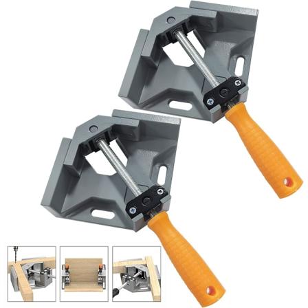 2 stk 90° vinkelklemme, aluminiumlegering hjørneskrue, hjørnesveiseklemme med justerbar svingbar kjeve,