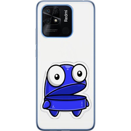 Kompatibel Mobilcover til Xiaomi Xiaomi Redmi 10C Blå tegneseriefigur med åbent udtryk og store øjne i sjov illustration