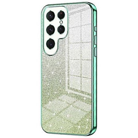 Elektroplettert Gradient Glitter TPU-deksel for Samsung Galaxy S25 Ultra - Grønn