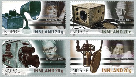 Norge - TV- og radioudsendelse 100 år - Postfrisk sæt 4v