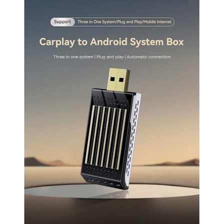 3 i 1 Trådlös CarPlay & Android Auto Adapter – AI Box med YouTube & Netflix, Konvertera Trådbunden till Trådlös för iPhone & Android