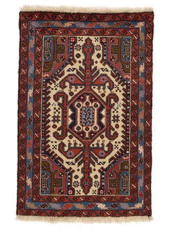 Ardebil Teppe 69X106 Svart/Mørk Rød Ull, Persia