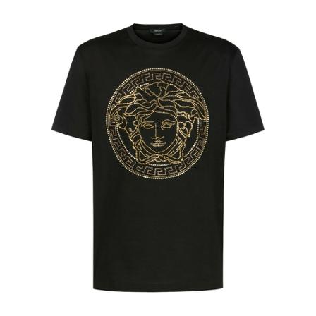 Versace Embellished Medusa Logo T-Shirt , Zwart , Heren , Maat: S