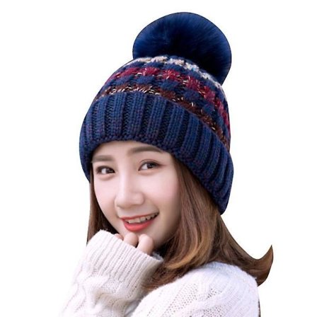 Dame Vinter Varm Strikket Lue Skjerf Pom Pom Luer