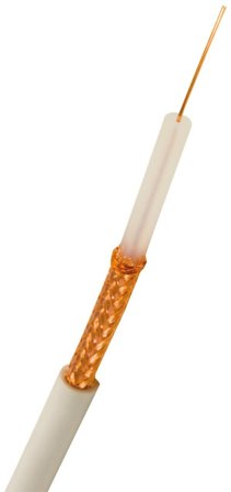 Nexans RG 59 LSZH Koaxialkabel vit, 3.7 mm yttre Bobin, 500 m, Anslutningsdon & kablar