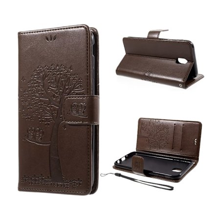 Samsung Galaxy J7 (2017) Kunstnerisk læder etui med tryk - Brun