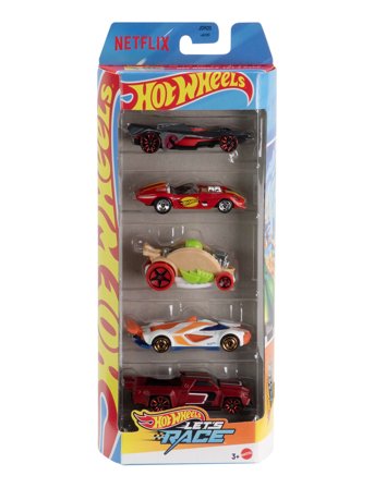 Hot Wheels | Let’s Race 5-Pack, Set Of 5 1:64 Scale Die-Cast Toy Race Cars From The Netflix Series | ONE SIZE