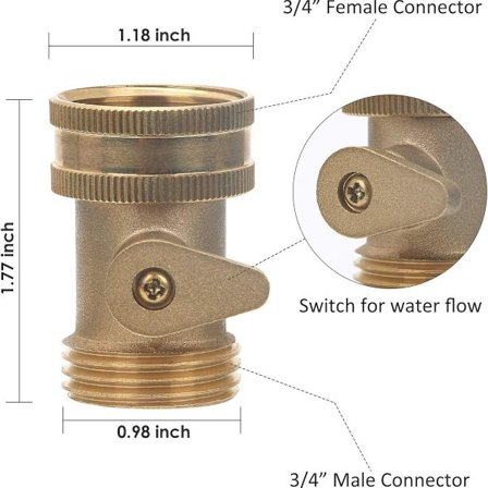 Hageslange Avsperringsventil 2 Pakke 3/4" GHT Messing Vann"
