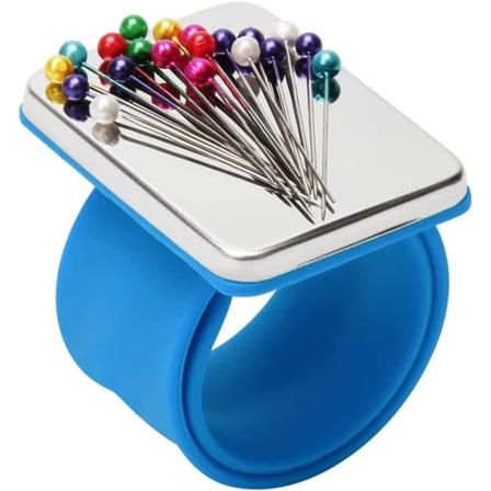 Blå - Magnetisk sy nålepude, 1 stk magnetiske nåle armbånd,
