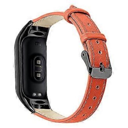 För Xiaomi Smart Band 8 Äkta Läderarmband med Svart Klockfodral