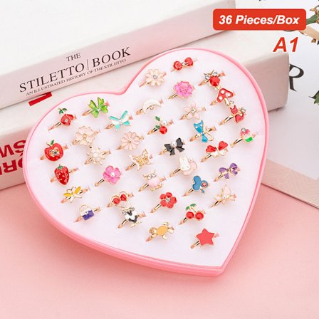 36:a Tecknade barnringar Candy Flower Animal Bow Form A2