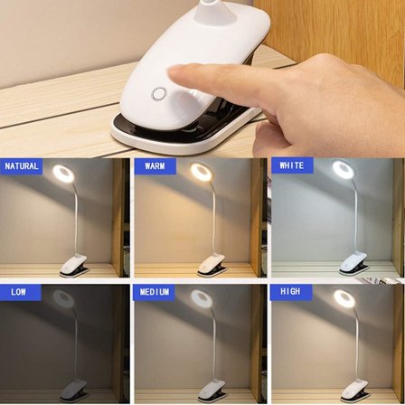 *Dæmpbar sengelampe, trådløs, LED-læselampe kan klippes*