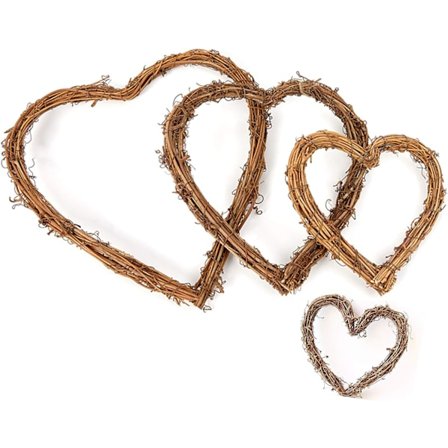 Flettet hjerteformet krans Rustikke flettede kranser og girlandere Flettet krans til dørveggdekor Dørkrans Hengende anheng 4 6 8 10 tommer 4PCS