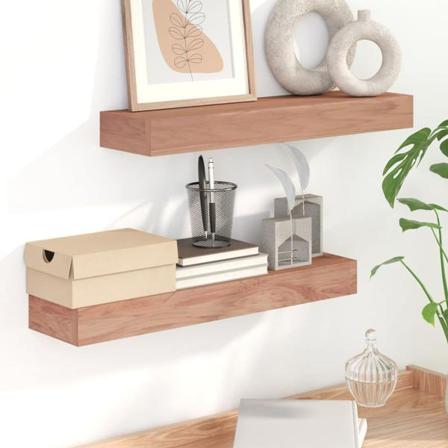 Vidaxl Vägghyllor 2 St 60x15x6 Cm Massivt Teakträ Brun
