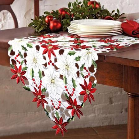Julbordslöpare Broderad Bordslöpare Röd Bordslinne