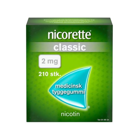 Nicorette Classic 2 mg medicinsk tyggegummi 210 stk., Medicin & Pleje, Rygestop, Nikotintyggegummi