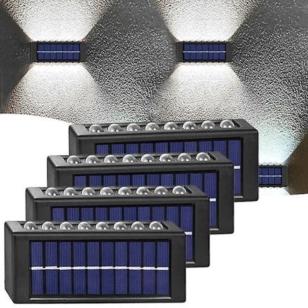 2 stk. Solcelled Udendørs Vægslampe Vandafvisende 16 LED Veranda Gærde