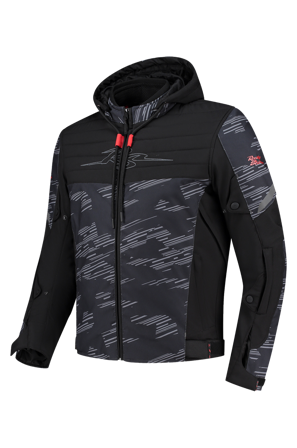 Motocyklové Bunda Rusty Stitches Liam Černá/Tmavá Šedá/Červená M