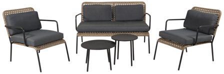 Venture Home Paola 1513-2038 Loungeset soffa, bord, fåtöljer, grått/natur, Utemöbler