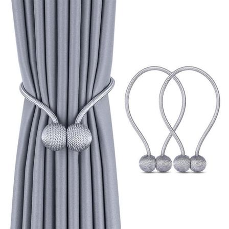 2-Pack Magnetiskt Gardinspänne Gardinknut - Silver silver