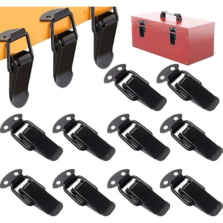 10 stk. fjærlås haspe spak lås, låsbar spak lås i rustfritt stål, svart skuff skap verktøykasse
