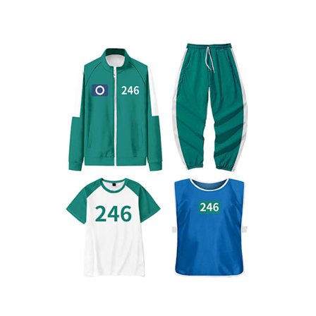 Squid Games 4-delt kostymesett for voksne