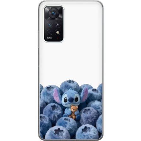 Yhteensopiva Puhelinkuori Xiaomi Xiaomi Redmi Note 11 Pro Söpö sininen hahmo mustikoiden joukossa, jossa on pehmeä ja leikkisä kuvitus sekä nalle