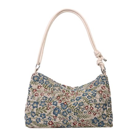 Dame Stor Kapasitet Underarmsveske Crossbody Veske Vintage Etnisk Blomst Glidelås Skulderveske Håndveske for Reise Casual Rød
