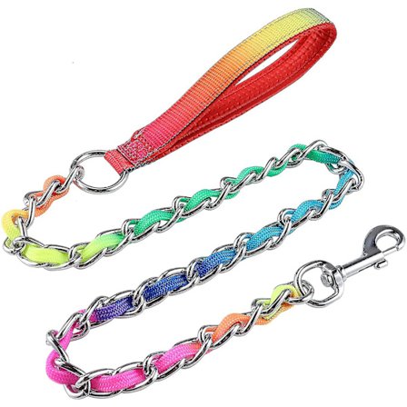 Kedja Koppel för Hund, Rostfritt Stål Tungt Träning Kedjekoppel Med Mjukt Handtag För Medelstora Stora Hundar, 40 Tum 3.0 Mm