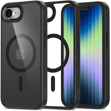 Tech-Protect MagMat MagSafe iPhone 16e-etui - svart-gjennomsiktig