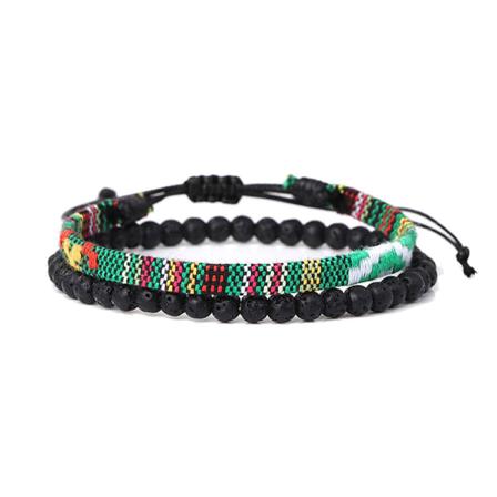 Vævede armbånd 2 stk MultiColor