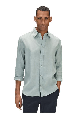 John Henric Casual Linen Shirt Solid Pointed Collar Linneskjortor Herr Grön XL