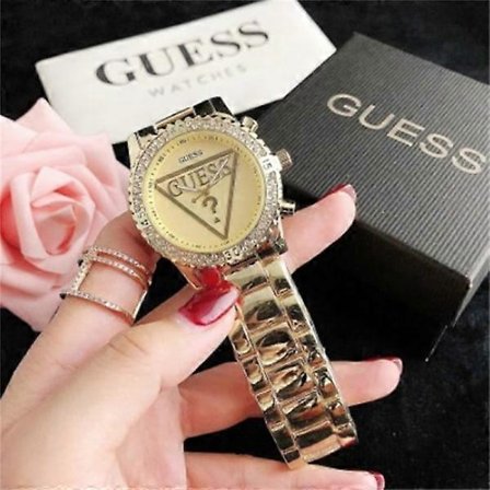 Guess Rustfrit Stål Rhinestone Ur Casual Quartz Ur Elegant Tilbehør Gave til Kæreste Mor Kone 1[HK]