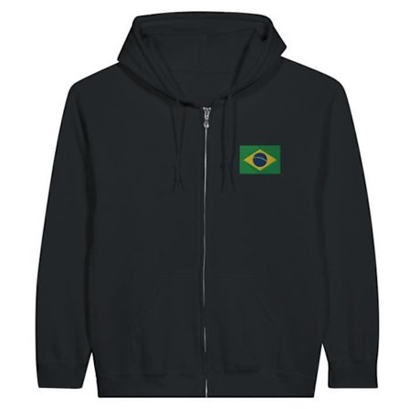Hættetrøje med lynlås - PIXELFORMA - Brasiliens flag - Sort - Lange ærmer - Unisex