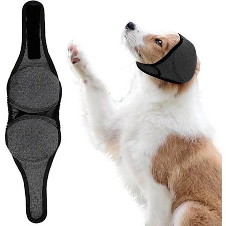 ING Beroligende Hundehue i Grå med Støjreducerende Høreværn til Fyrværkeri og Pleje Elastisk Hovedbeklædning til Små til Mellemstore Hunde 34,7 til 