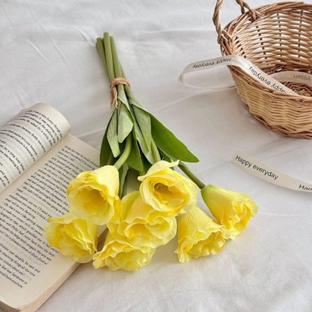 Realistisk Kunstig Lisianthus Buket, Minimalistiske Kunstige Blomster til Boligindretning - Evigvarende Borddekoration til Stue, Spisestue